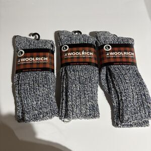 Woolrich Merino Wool Cotton Hiking Socks Mid Calf Gray Size L USA Greytweed